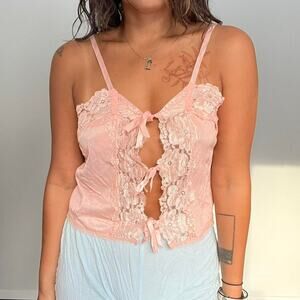 Coquette front tie top cotton